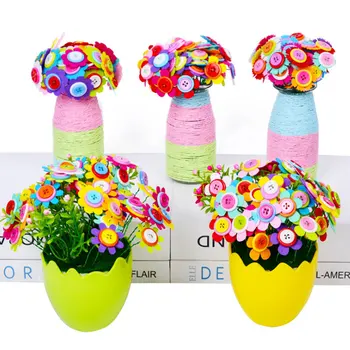 

40/50pcs DIY Children Creative Button-made Flower for Boys Girls Educational Button Flower Craft Toys Handcraft Flower Bouquet