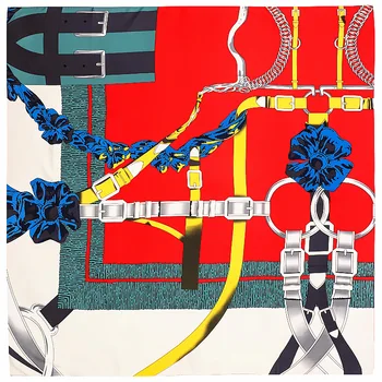 

130cm Belt Chain Scarf For Ladies Brand Silk Scarf 2020 Design Big Square Scarf Women Neckerchief Twill Sunscreen Shawl