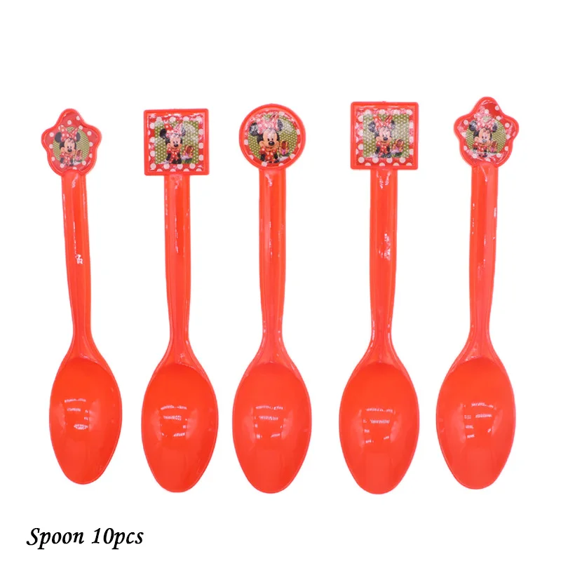 Spoon 10 шт./лот вечерние Минни Микки салфетки под чашки баннер бумажная посуда с днем рождения - Цвет: Spoon