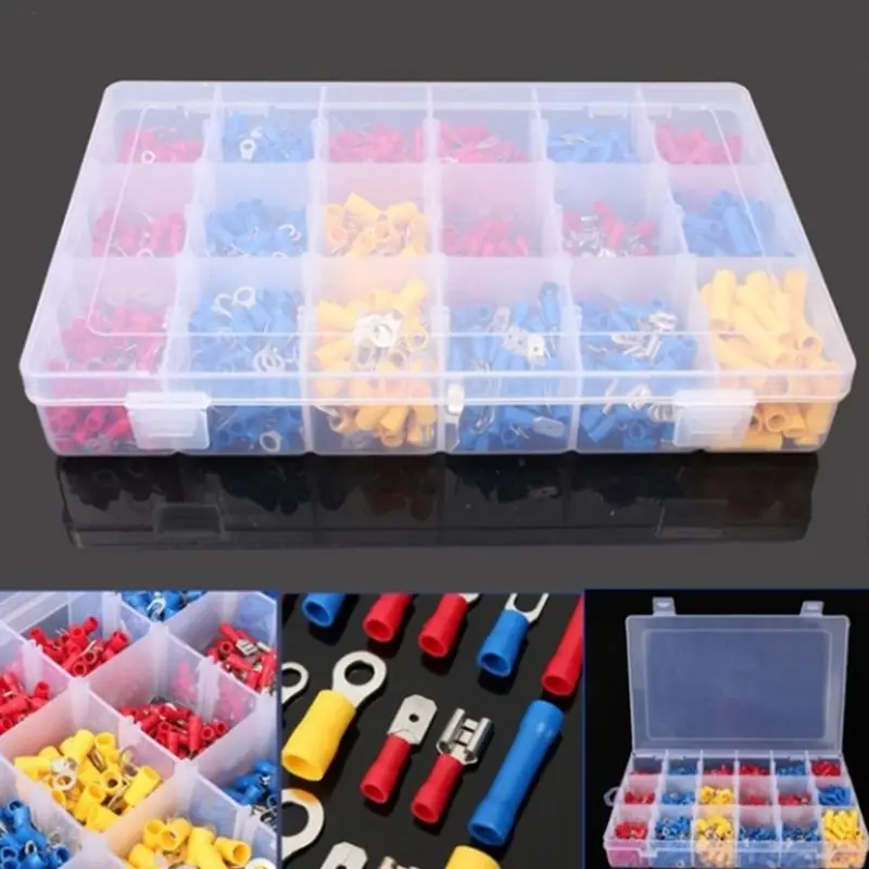 1200Pcs18 типов красный/синий/желтый обжимные клеммы ассортимент наконечников кабельный провод для автомобильного применения и Прямая поставка