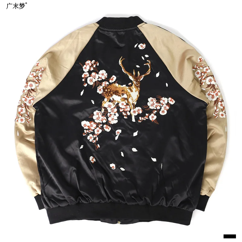 

Spring Clothing Sika Deer Embroidered Baseball Uniform Women's Embroidery Short Coat Jacket Loose-Fit Versatile Couple Clothes