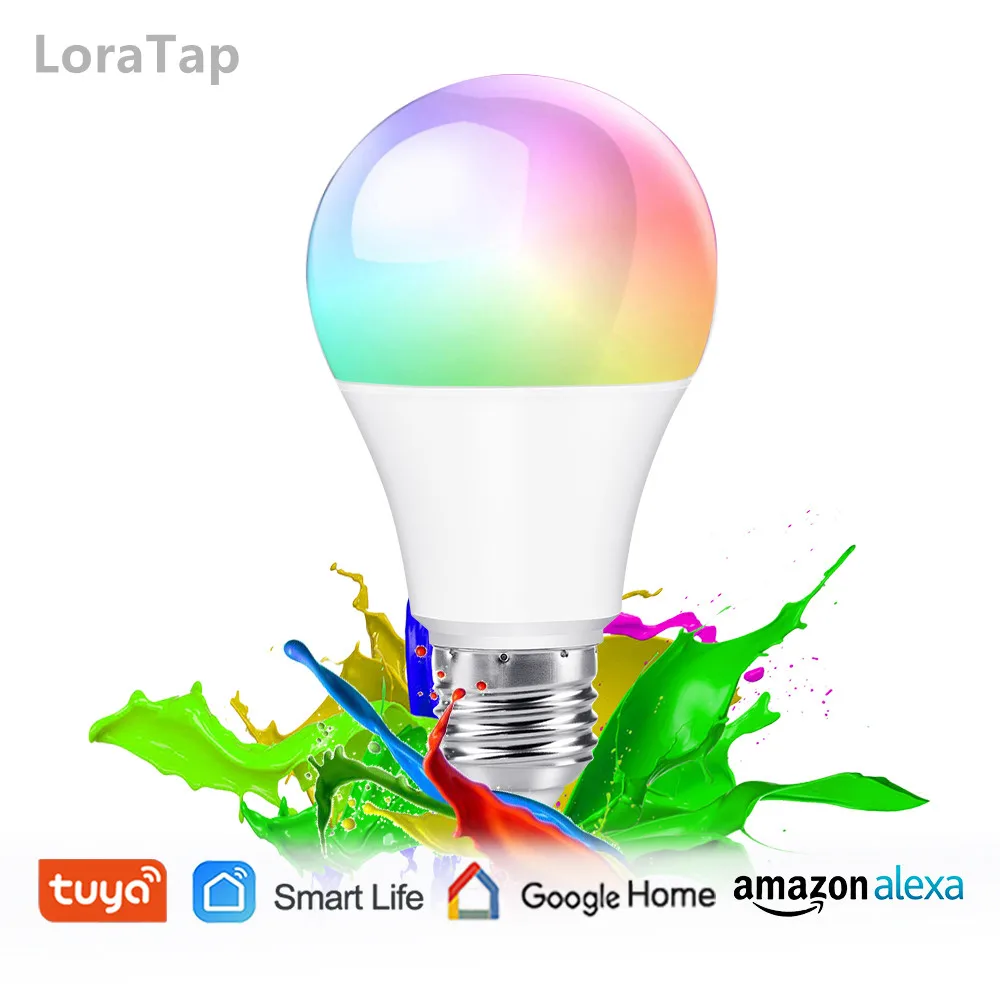 Светодиодная лампа Tuya Smart Life APP с регулируемой яркостью E27 WiFi RGB голосовое