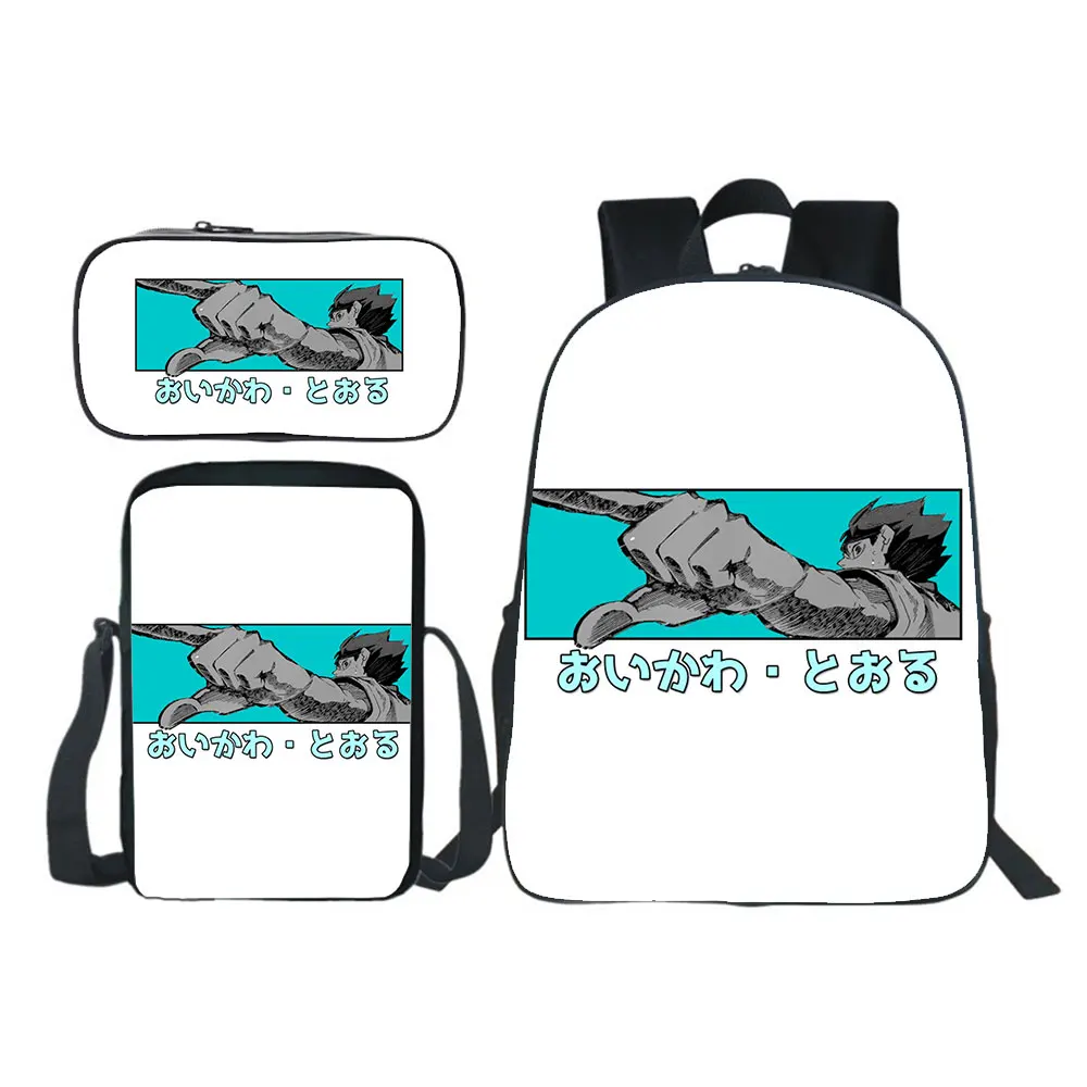 Hot  Anime Haikyuu Backpack 3pcs Set Boy Girl School Bag Teens Bookbag Kids Rucksack Gift(backpack+shouder Bag+pen Bag)