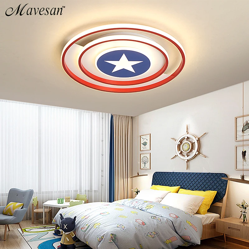 New ModernRed/Blue Stars Led Ceiling Lights Lamp For Child Bedroom Study Room Babyroom Remote Control Cartoon Designer Lamparas