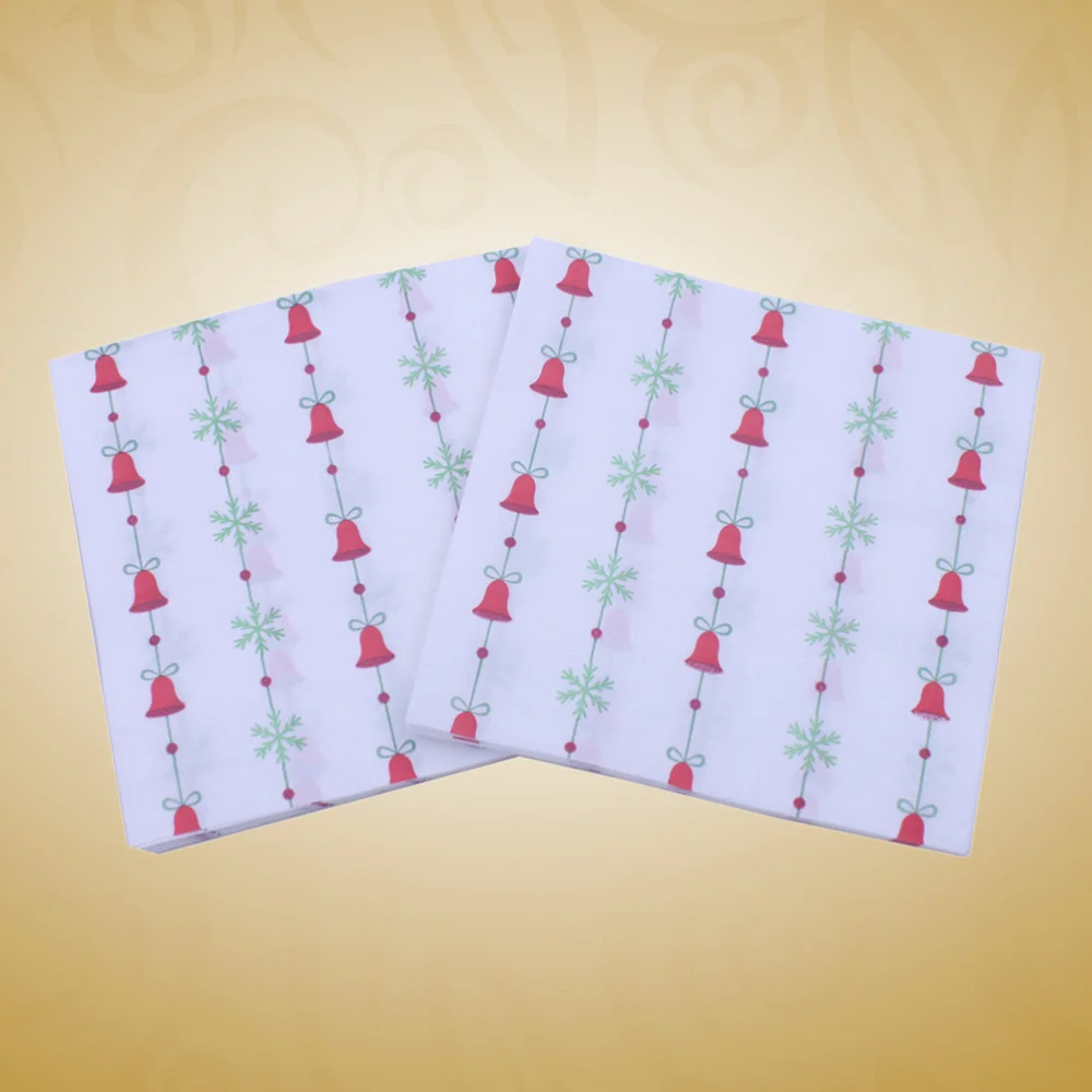 20PCS Printed Christmas Napkins Disposable Xmas Bell Pattern Tissue Dinner Birthday Party Favors Supplies |