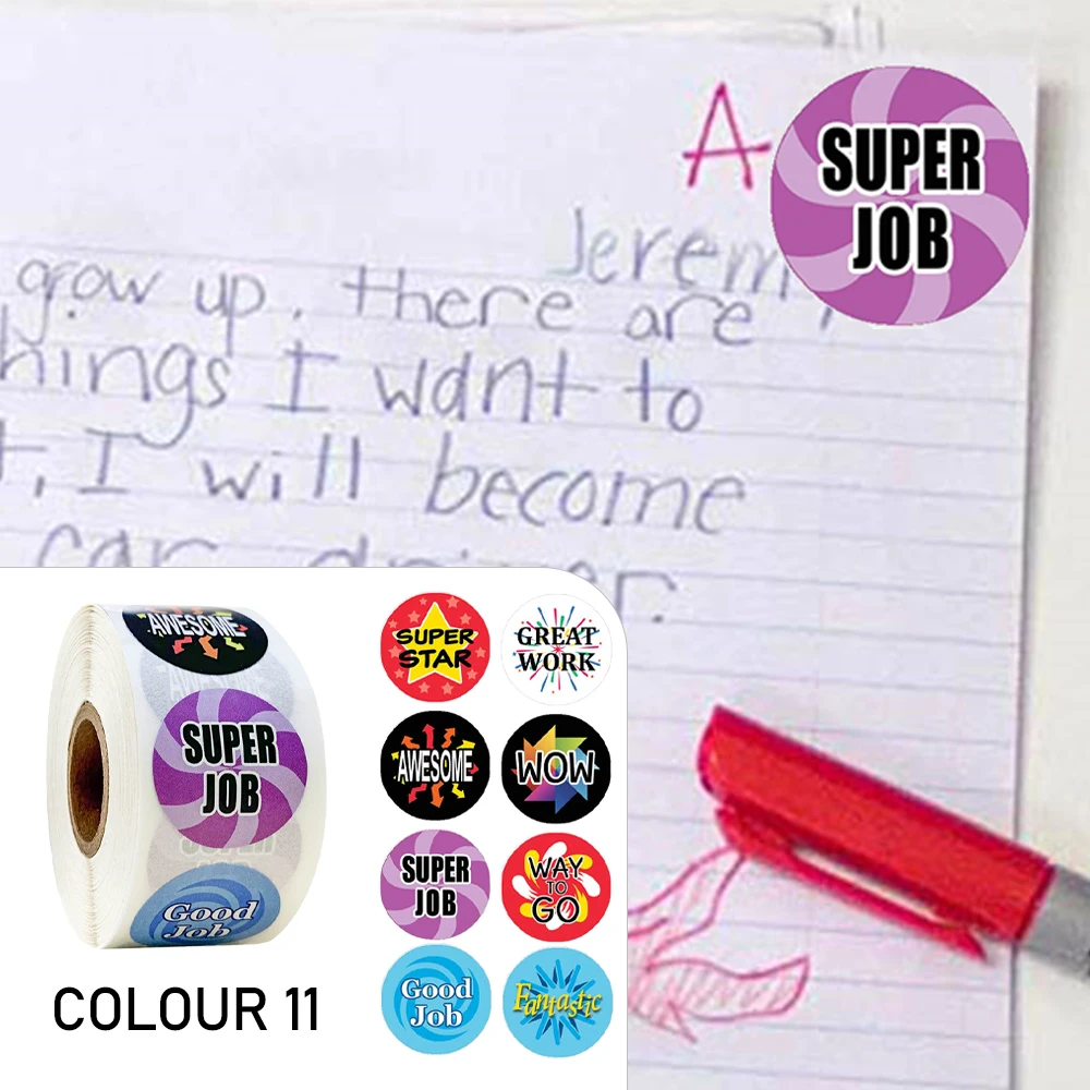 New 500pcs/Roll Super Hero Reward Designs Stickers Encouragement Scrapbooking Paper Seal Students Kids Stationery 2.5cm Sticker