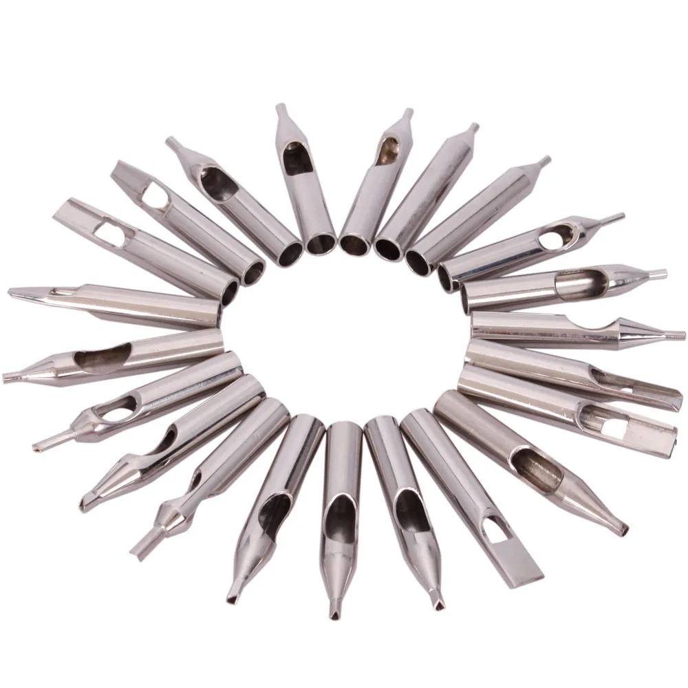 Tattoo Nozzle Tips Kit RT FT DT Stainless Steel Mixd Sizes Tattoo Tip Tube Kits Assorted Tip for Coil Machine