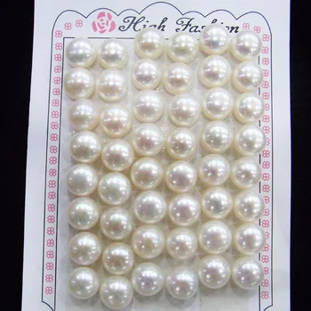 

10-10.5mm Button White Freshwater Pearl beads 24pcs Pair a lot