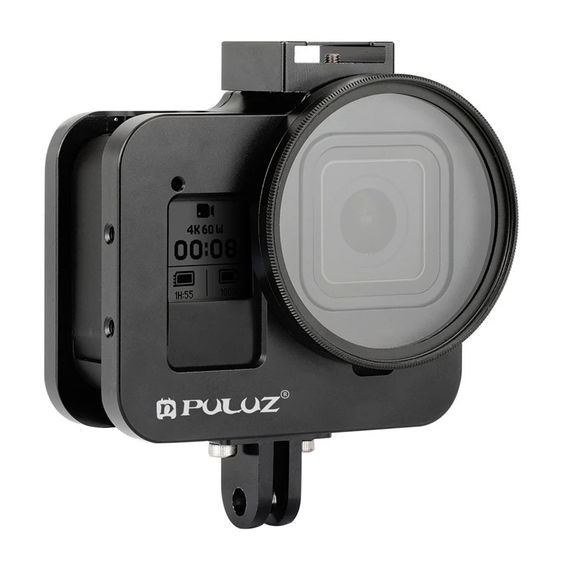Vlogging алюминиевый чехол с 52 мм УФ-объективом для GoPro Hero 8 черный с холодным башмаком для микрофона светодиодный светильник