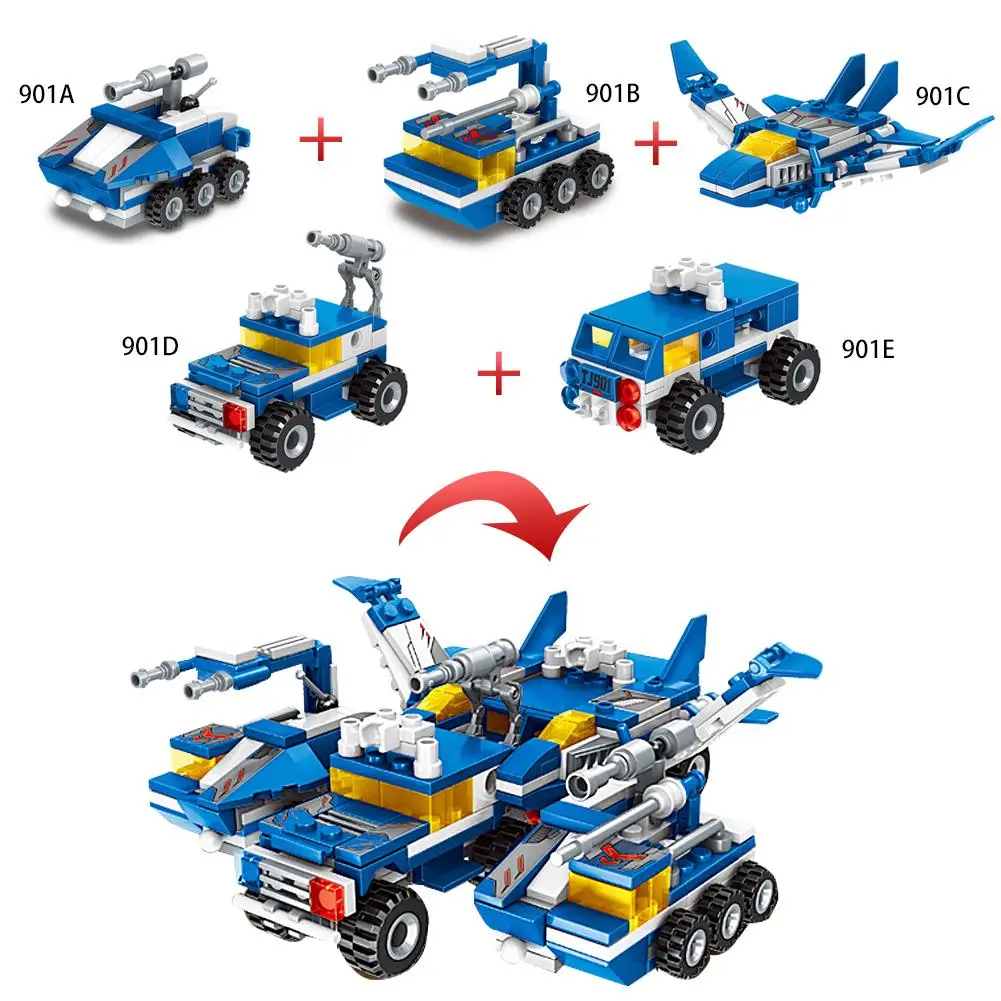 6-в-1 553PCS пластиковый грузовик строительный блок Наборы робот-трансформер лучшая игрушка для детей Подарки