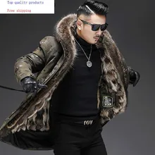 Парка, пальто с натуральным мехом, мужская зимняя куртка, теплая парка с подкладкой из меха енота, роскошное пальто для мужчин, Abrigos Hombre Invierno, 19-1402