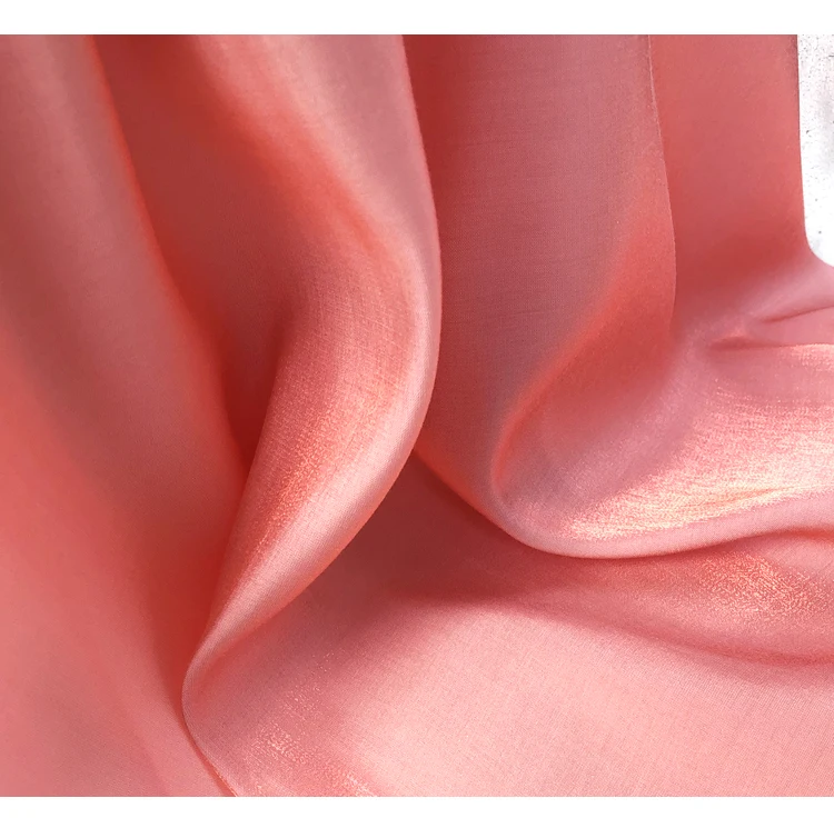 

True Filar Silk Linen Low Thin Section Super Soft Drape Candy Orange Fine Luster Fashion Fabrics of Flax Hanfu Cloth
