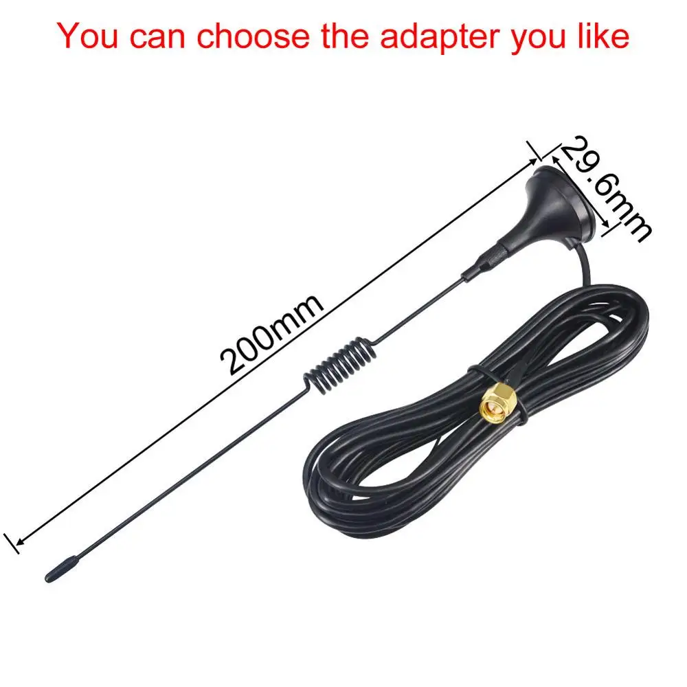 3.5DBi Gains ADS-B 1090Mhz Antenna DIY Adapter SMA TS9 TNC CRC9 BNC MCX SMB RP SMA Male Connector Aerial Magnetic Base RG174 3M