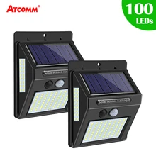 Открытый Солнечный светодиодный уличный светильник 100 светодиодный s IP65 Открытый Солнечный крыльцо настенный светильник с PIR датчиком движения садовая дорожка забор светильник ing
