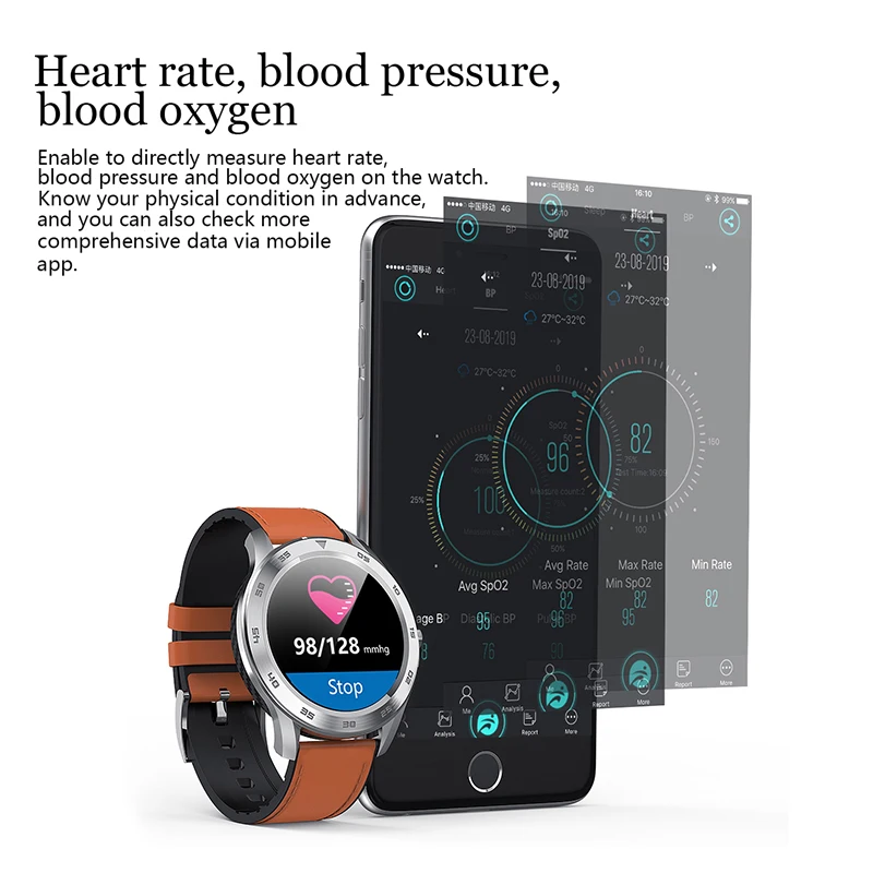  MAFAM DT98 Bluetooth Call Dial Smart Watch Full Screen Touch Wristband Fitness Tracker ECG Heart Ra - 4000219179105
