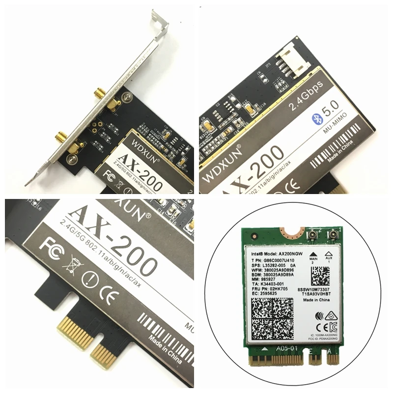 Двухдиапазонный 2,4 Гбит/с беспроводной сети AX200NGW Wifi PCI-E 1X карта для Intel AX200 2,4G/5 ГГц 802.11ac/ax Wi-Fi Bluetooth 5,0 адаптер