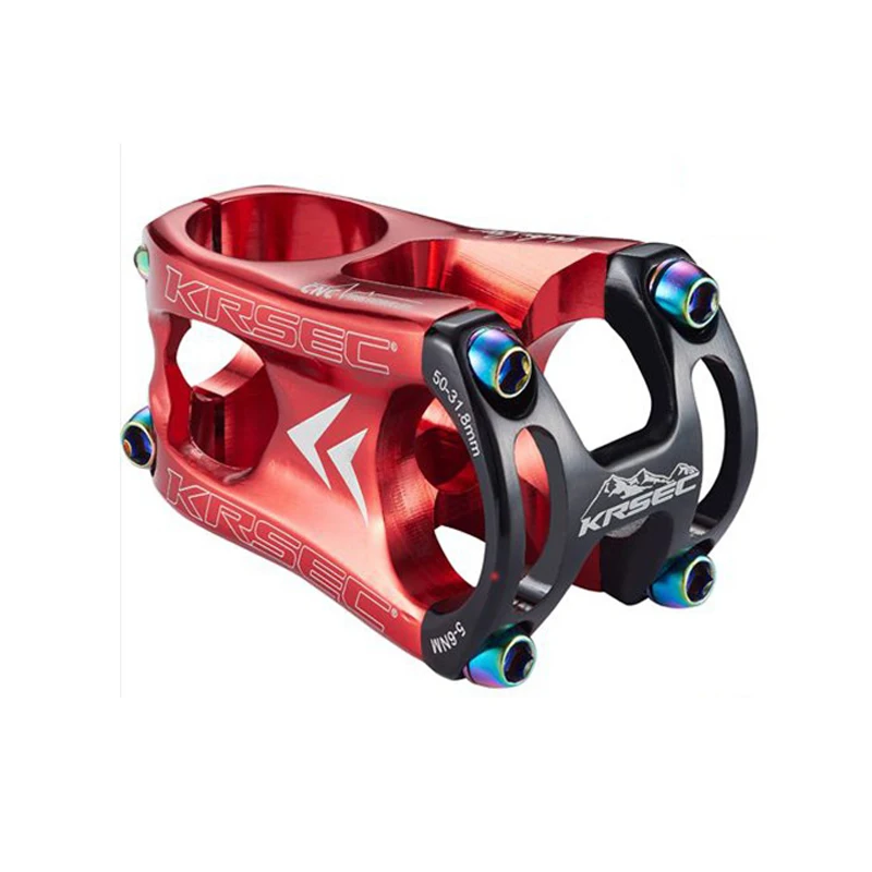 Red Black KRSEC MTB стержень из алюминиевого сплава для горного велосипеда, вынос Velo, титановые болты, короткие рули для руля, 28,6 мм, Велосипедная вилка, запчасти - Цвет: Red Black