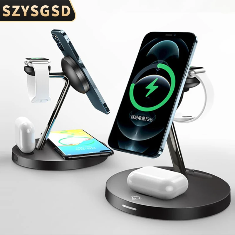 Fast Magnetic Wireless Chargers Stand for iPhone 13Pro Max 12 5 in 1 Wireless Charging Station for Apple Watch 7/AirPod Pro 2 3 usb charger 12v Chargers