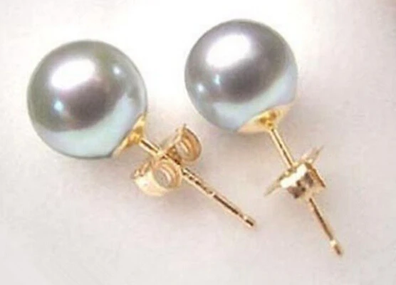 1017+++ Wholesale Sea shell Grey Shell Pearl 10mm Gold plated Stud Earring | Украшения и аксессуары