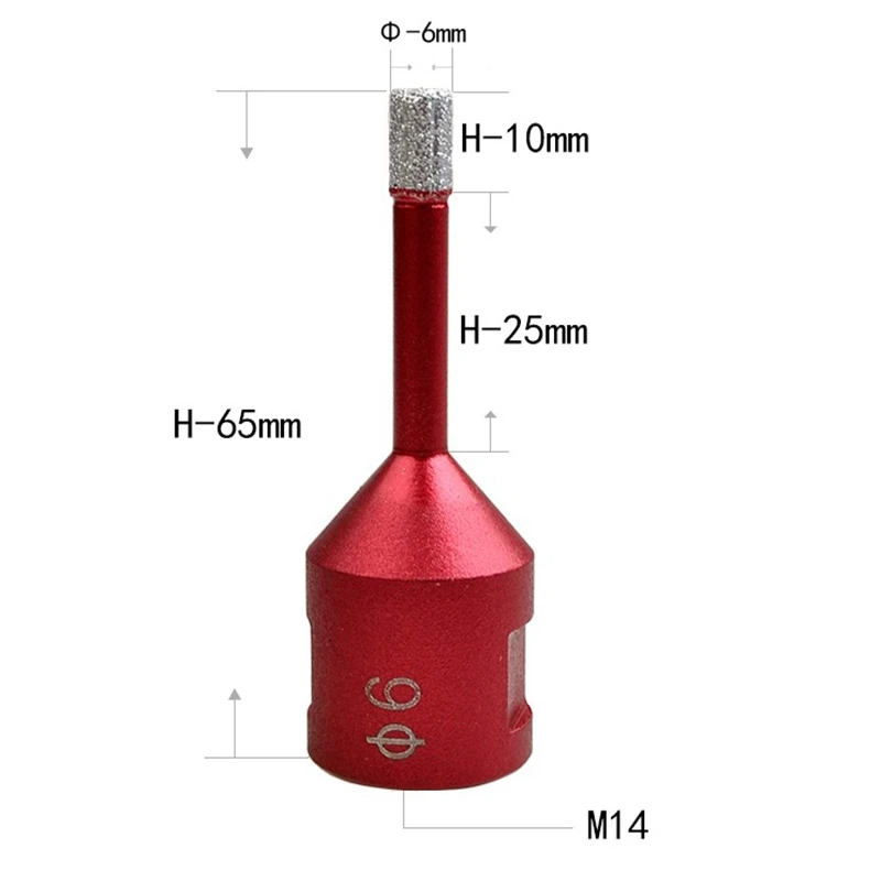 2Pc Dia 6Mm M14 Vacuum Brazed Diamond Drilling Core Bits Dry Drilling Bit Hole Saw Drill Bits Granite Marble Tile