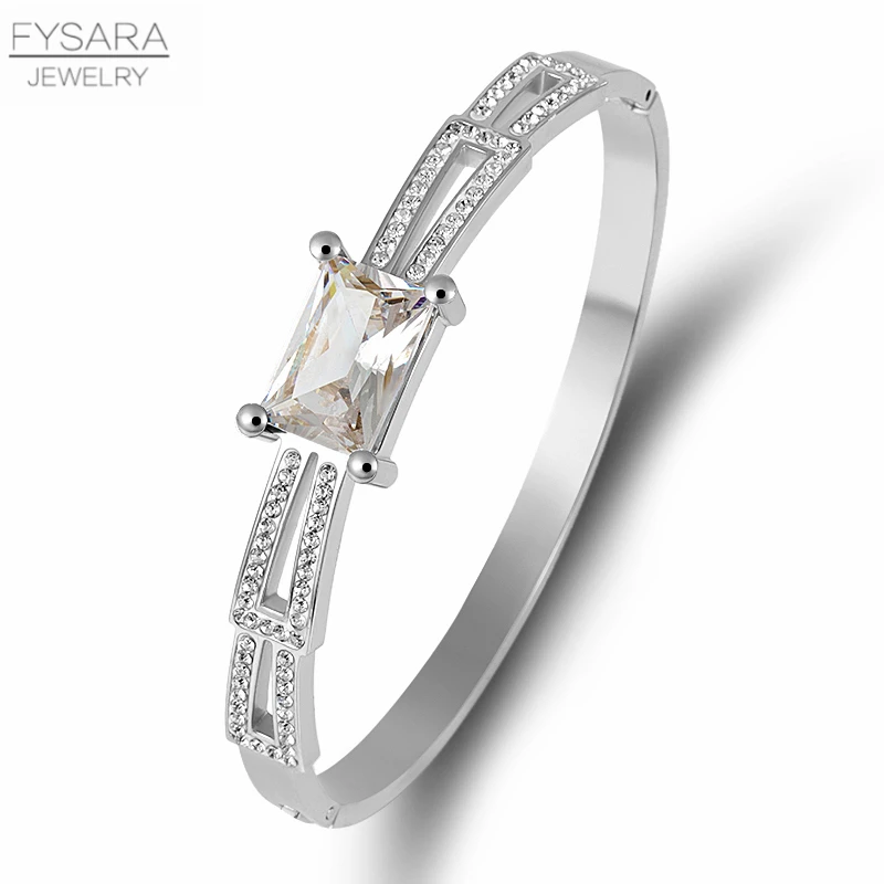 FYSARA, роскошный женский браслет, полностью квадратные кристаллы, кубический цирконий, браслеты для женщин, женский бренд, браслеты для помолвки, ювелирные изделия
