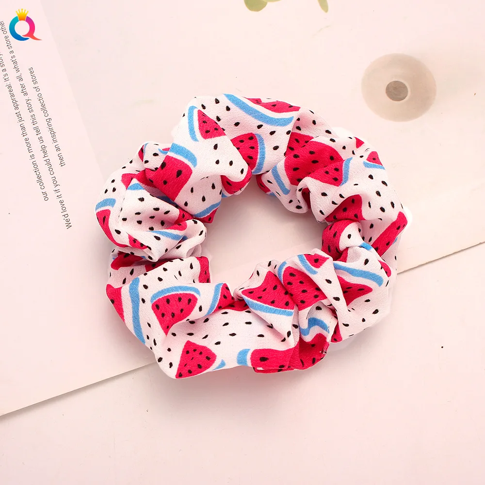 Cute Korean Spring Summer Scrunchie Lemon Kiwit Cherry Avocado Elastic Hair Bands Hair Tie Ponytail Holder Girl Hair Accessories ladies headband Hair Accessories