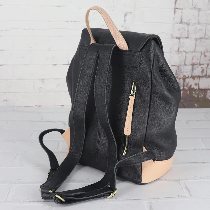 Fashion Backpack Women High Quality School Bags For Teenager Girls Tassel Design Patchwork Daily Travel Backpack Genuine Leather