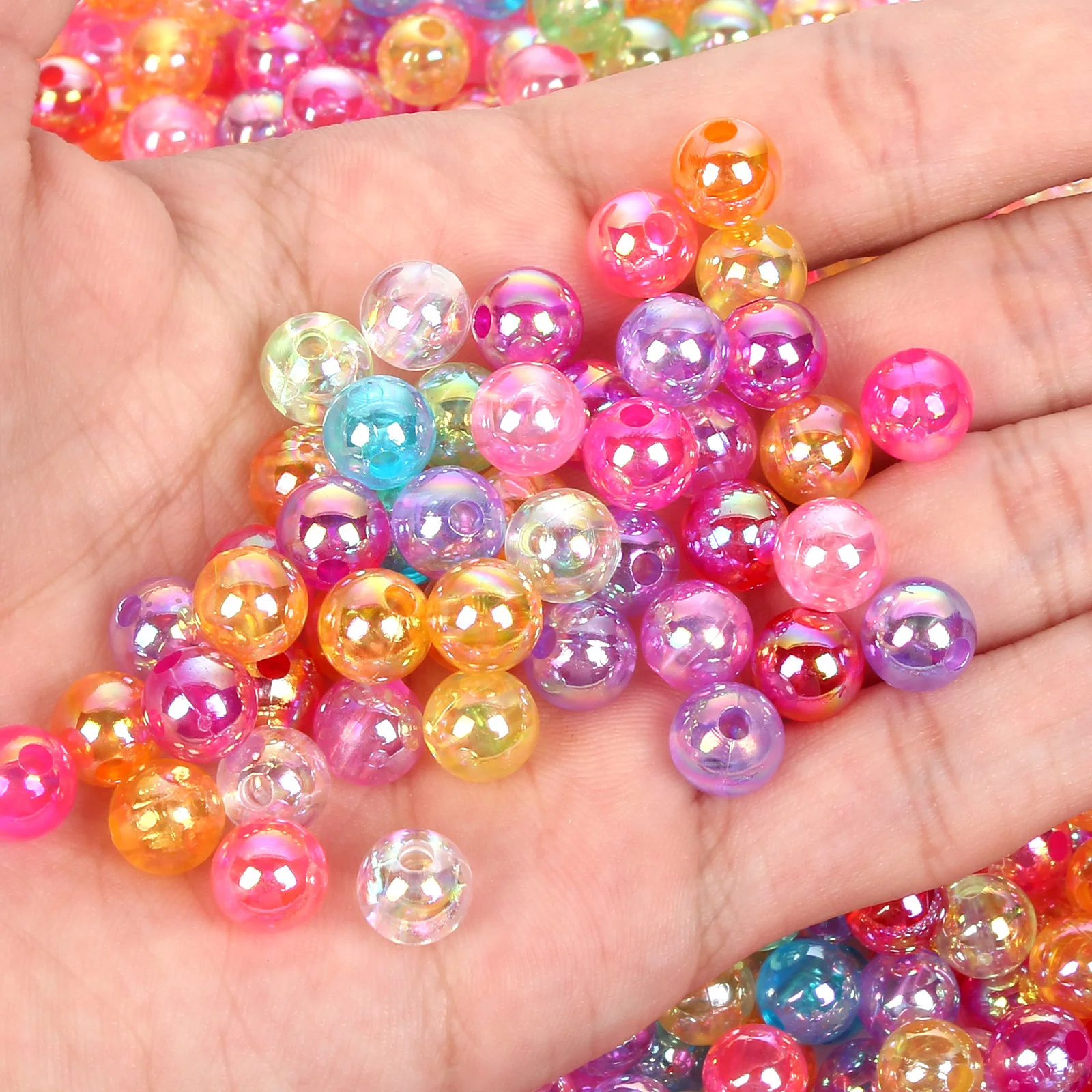 New 6/8/10mm Transparent Faceted Flat Acrylic Beads Loose Spacer Beads for  Jewellery Making DIY Handmade Bracelet Accessories