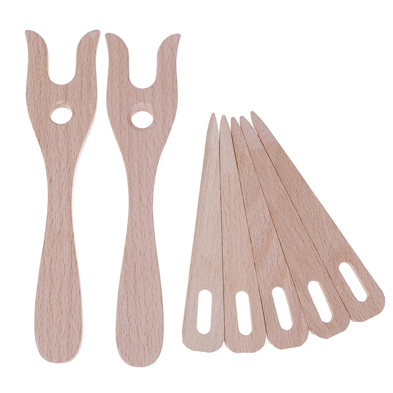 1Set DIY Crafts Weaving Tool Wooden Fork Type Weaving Knitting Fork HandmadeFork Sewing Accessories