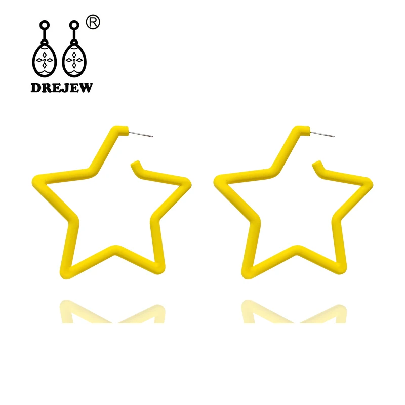 

DREJEW Blue Yellow Pink White Big Star Acrylic Statement Earrings 2019 925 Alloy Drop Earrings for Women Fashion Jewelry HE9051