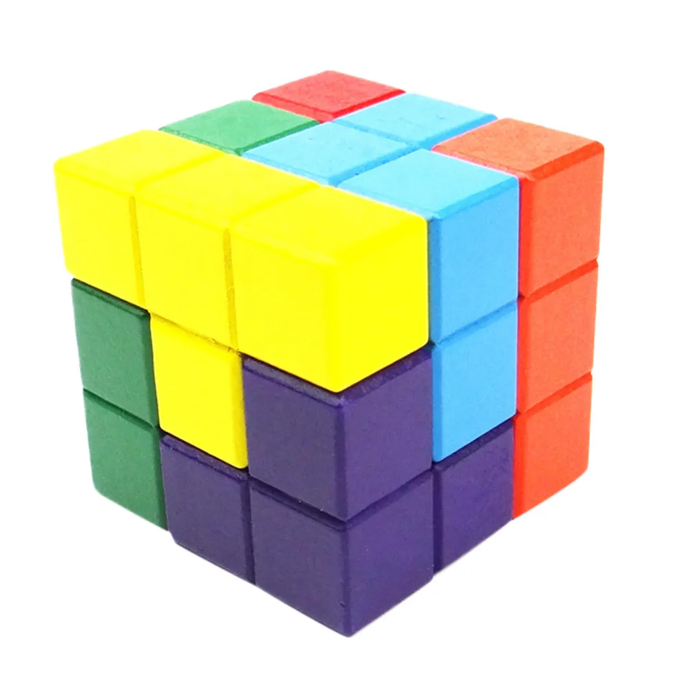 Wooden Brain Teaser Puzzle Cube Pieces Creative Educational Toy Baby Kids Puzzle Toy Parent-child Interactive Game #B