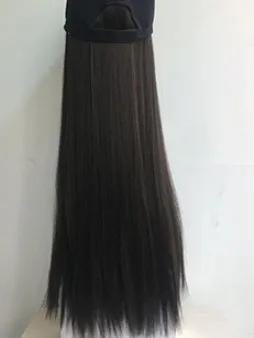 Black Straight Модные женские длинные кудрявые/прямые искусственные волосы парики зимняя теплая шапка военная шляпа синтетические парики шапки - Цвет: Black Straight