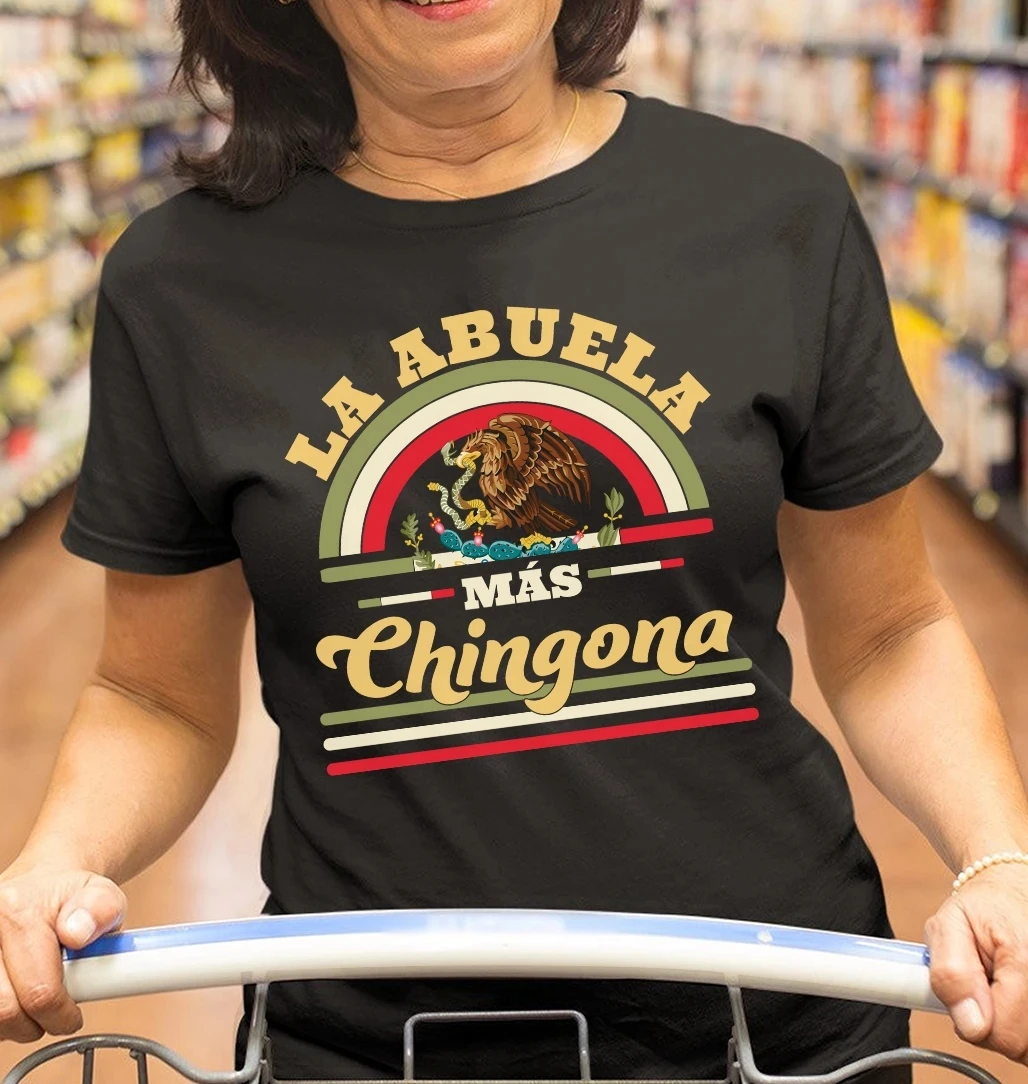 Woman Tshirt Funny La Abuela Mas Chingona Premium Printed Short Sleeve Women Summer Fashion O-Neck Female Tee Top T-shirt | Женская