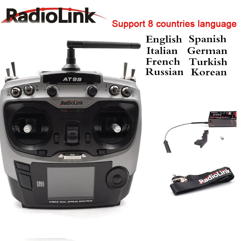 Grey left throttle Для радиоуправляемого квадрокоптера вертолета Radiolink AT9S 2,4G 9CH система передатчик с R9DS приемник AT9 дистанционное управление многоязычный - Цвет: Grey left throttle