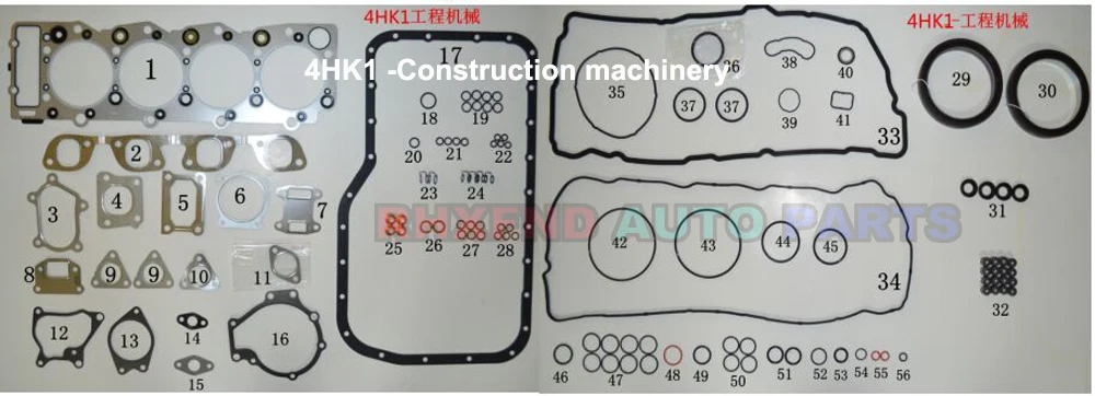 excavator Полный набор для восстановления 5-87814933-0 4HK1 Комплект прокладок Ремонтный комплект для экскаватора или грузовика Isuzu ZAX250-3 SH200-5 700P 5.2L 16V - Цвет: excavator