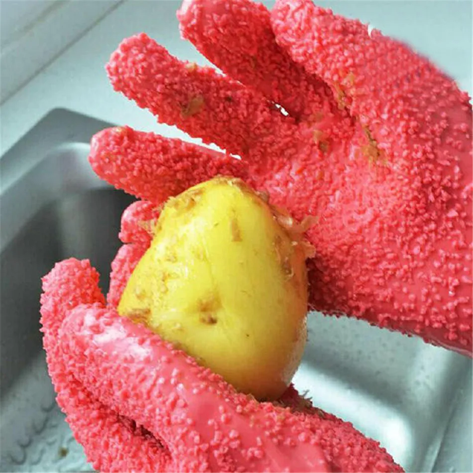 2Pcs/ Pair Creative Peeled Potato Cleaning Gloves Kitchen Vegetable Rub Fruits Skin Scraping Fish Scale Non-slip Household Glove