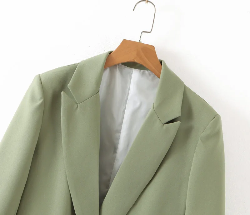

2019 Autumn New Style Solid Color Loose-Fit Long Sleeve Pocket-Accent Mid-length Suit Tops Women's Slimming Suit Coat