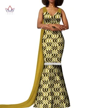 

New Women Clothing African Dresses For Women Print Sexy Dresses Vestidos Bazin Riche African Ankara Party Long Dresses WY5823