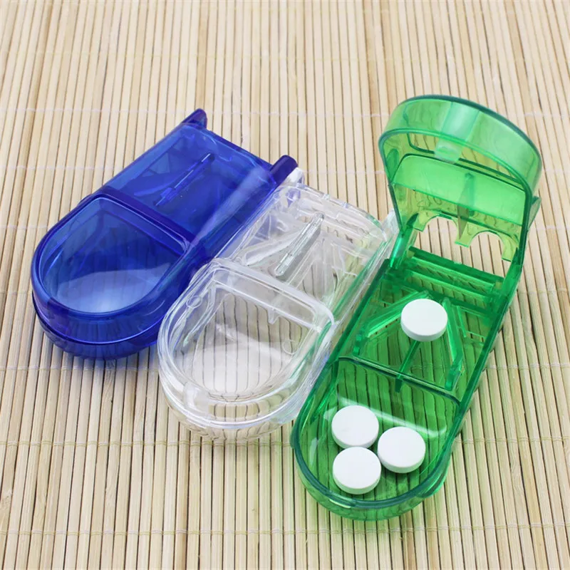 

Portable Pill Cutter Box Convenient Plastic Storage Box Tablet Cutter Splitter Medicine Pill Holder Pill Cutter Box Container