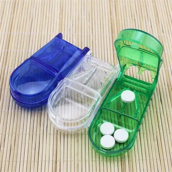 

Portable Pill Cutter Box Convenient Plastic Storage Box Tablet Cutter Splitter Medicine Pill Holder Pill Cutter Box Container