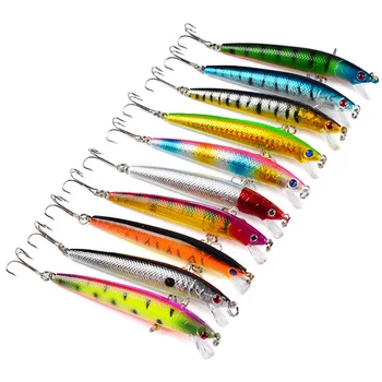 

Best 10 pcs/lot 10cm 8.5g Artificial Minnow Hard Fishing Lure set Sinking Trout Bait artificial minnow fishing wobbler accessory