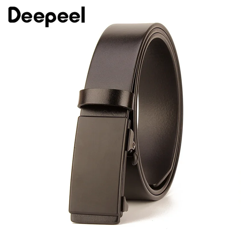 Deepeel 1 шт. 3,4*105-130 см Harajuku мужские деловые повседневные беззубичные ремни из сплава с автоматической пряжкой первый слой из воловьей кожи YB422