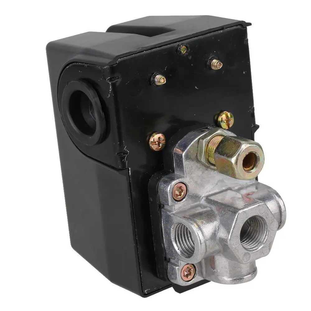 

Horizontal Type Replacement Part 4 Port SPDT Air Compressor Pump Pressure On / Off Knob Switch Control Valve 80-115 PSI AC240V