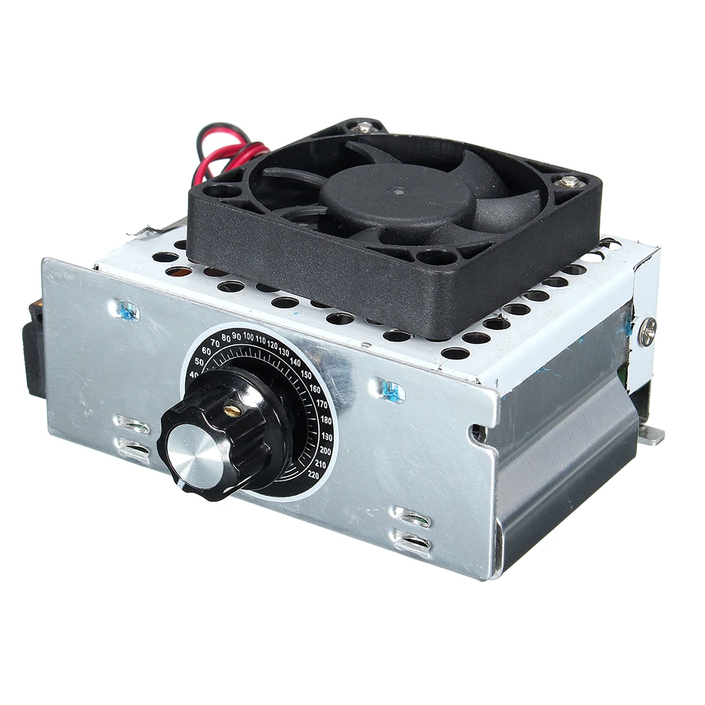 AC 220V 4000W High Power SCR Motor Speed Controller Voltage Regulator Dimming Attemperation + Fan
