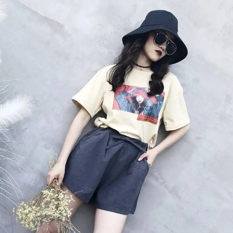 

Cotton and Linen Short Female Summer 2019 New Loose Sports Leisure High Waist Big Size A Word Linen Wide Leg Hong Kong Students