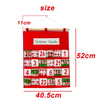 

2020 Newest Christmas Calendar Santa Snowman Deer Advent Calendar With Pocket Kalendarz Adwentowy Xmas Decor Gift 3