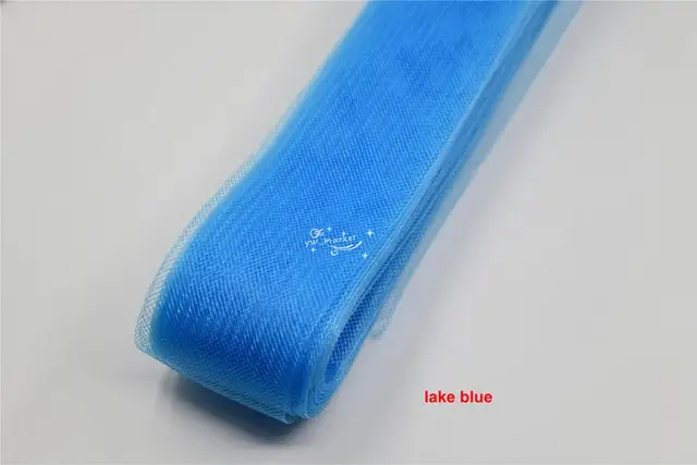 Crinolines Horsehair Mesh Fabric Soft Polyester Wedding  Latin Dance Head Dress Accessories 1cm ~12cm lake blue