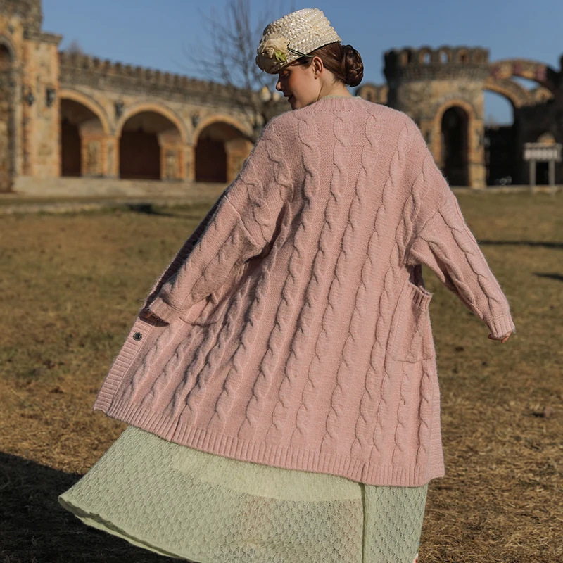 Линетт шинуизери осень зима дизайн для женщин Мори девушки цветок вышивка толстый шерстяной вязаный свитер кардиганы