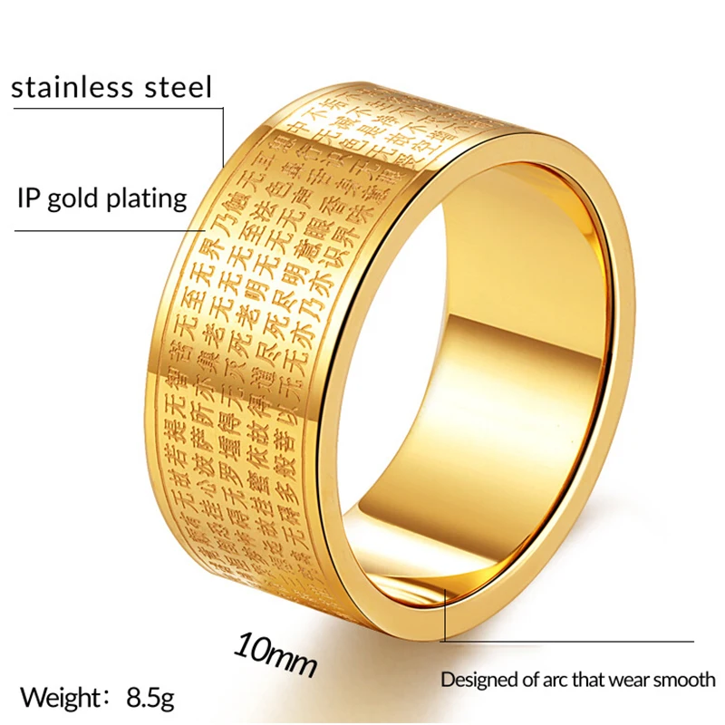 Ring Jewelry Men&rsquo;s Buddhist Scriptures Amulet Thumb Lucky Ring Men Buddha Titanium Rings For Male Women Band Gifts Accessories