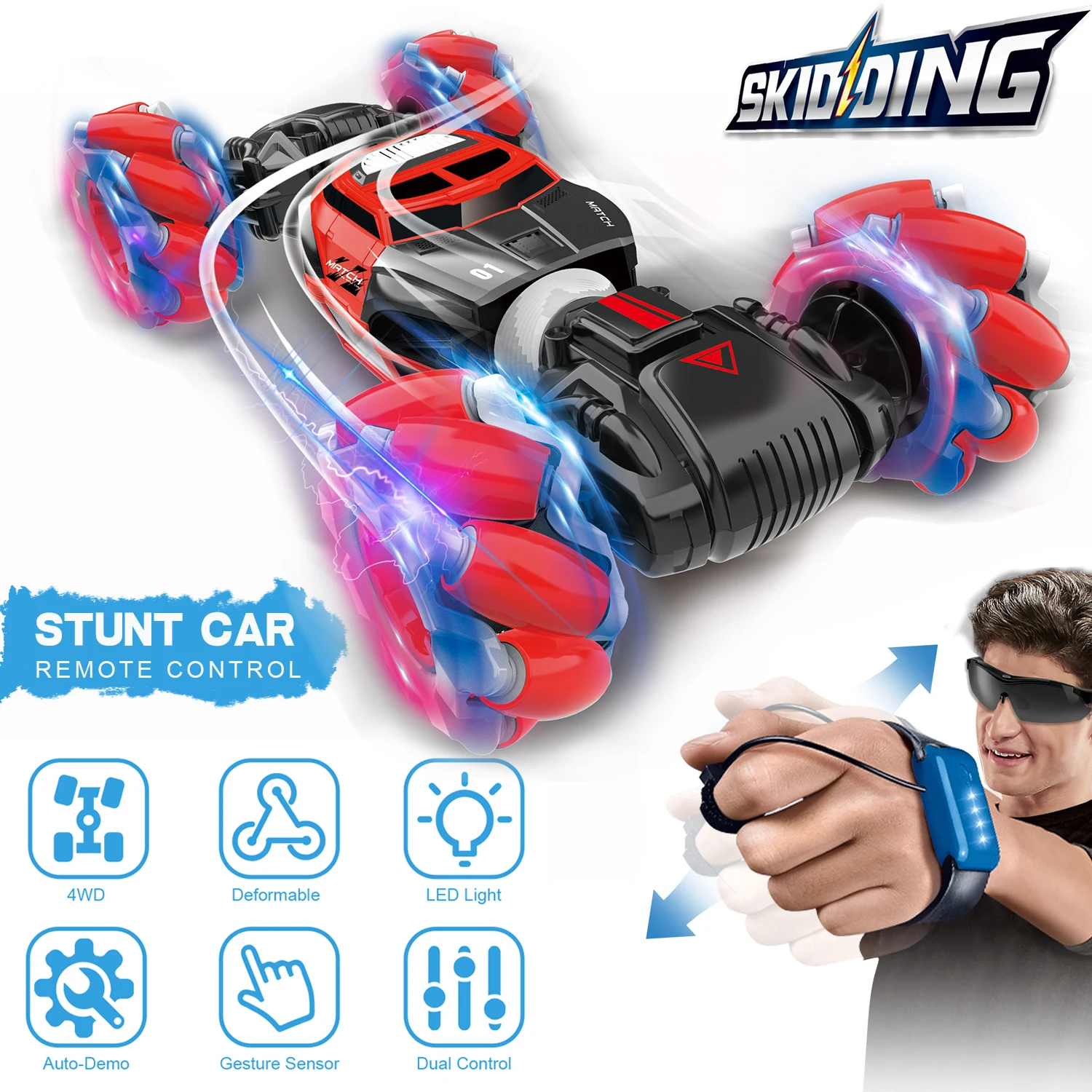 

2.4GHz 4WD RC Stunt Car Watch Gesture Sensor Control Deformable Electric Car Transformable Car for Kids Christmas Gift RC Toys
